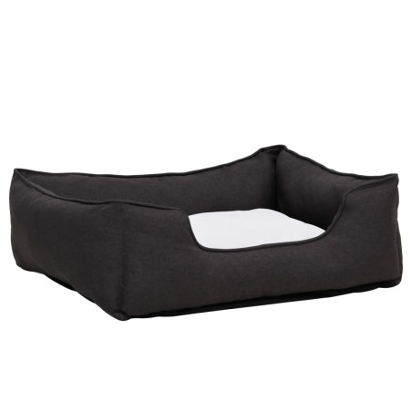 vidaXL Hundebett Dunkelgrau-Weiß 85,5x70x23 cm Fleece Leinenoptik