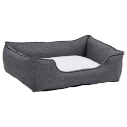 vidaXL Hundebett Grau-Weiß 85,5x70x23 cm Fleece Leinenoptik