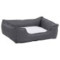 vidaXL Hundebett Grau-Weiß 85,5x70x23 cm Fleece Leinenoptik vidaXL Hundebett Grau-Weiß 85,5x70x23 cm Fleece Leinenoptik