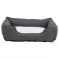 vidaXL Hundebett Grau-Weiß 85,5x70x23 cm Fleece Leinenoptik vidaXL Hundebett Grau-Weiß 85,5x70x23 cm Fleece Leinenoptik