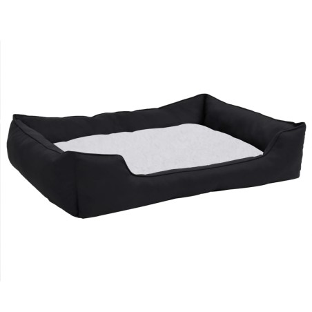vidaXL Hundebett Schwarz-Weiß 65x50x20 cm Fleece Leinenoptik
