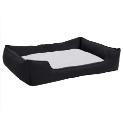vidaXL Hundebett Schwarz-Weiß 85,5x70x23 cm Fleece Leinenoptik