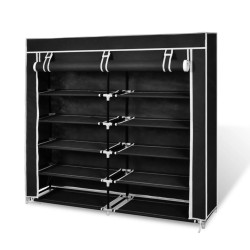 vidaXL Stoff Schuhschrank mit Abdeckung 115 x 28 x 110 cm Schwarz 