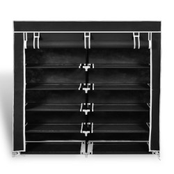 vidaXL Stoff Schuhschrank mit Abdeckung 115 x 28 x 110 cm Schwarz 