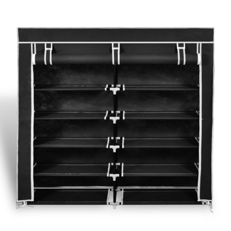 vidaXL Stoff Schuhschrank mit Abdeckung 115 x 28 x 110 cm Schwarz 