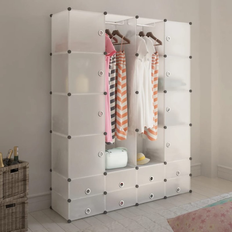 vidaXL Modularer Schrank mit 18 Fächern weiß 37 x 146 x 180,5 cm vidaXL Modularer Schrank mit 18 Fächern weiß 37 x 146 x 180,5 cm
