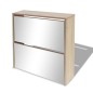 vidaXL Schuhschrank mit 2 Fächern Spiegel Eiche-Optik 63x17x67 cm vidaXL Schuhschrank mit 2 Fächern Spiegel Eiche-Optik 63x17x67 cm