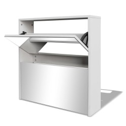 vidaXL Schuhschrank mit 2 Fächern Spiegel Weiß 63x17x67 cm