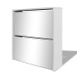 vidaXL Schuhschrank mit 2 Fächern Spiegel Weiß 63x17x67 cm vidaXL Schuhschrank mit 2 Fächern Spiegel Weiß 63x17x67 cm