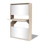 vidaXL Schuhschrank mit 3 Fächern Spiegel Eiche-Optik 63x17x102,5 cm vidaXL Schuhschrank mit 3 Fächern Spiegel Eiche-Optik 63x17x102,5 cm