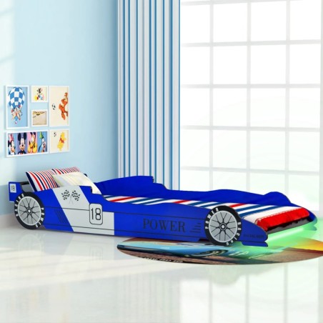 vidaXL Kinderbett mit LED im Rennwagen-Design 90 x 200 cm Blau