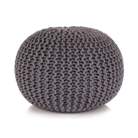 vidaXL Handgestrickter Pouf Baumwolle 50 x 35 cm Grau