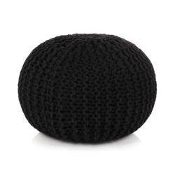 vidaXL Handgestrickter Pouf Baumwolle 50 x 35 cm Schwarz