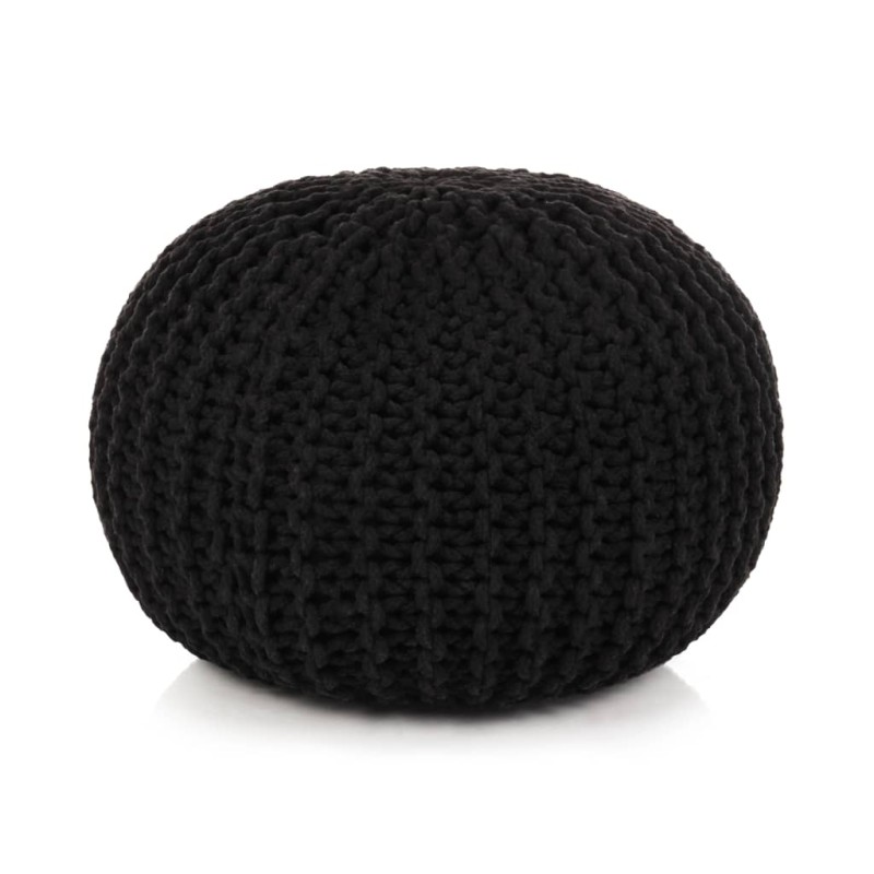 vidaXL Handgestrickter Pouf Baumwolle 50 x 35 cm Schwarz vidaXL Handgestrickter Pouf Baumwolle 50 x 35 cm Schwarz
