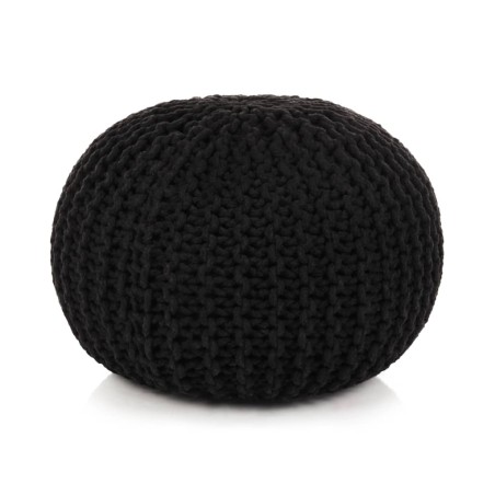 vidaXL Handgestrickter Pouf Baumwolle 50 x 35 cm Schwarz
