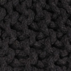 vidaXL Handgestrickter Pouf Baumwolle 50 x 35 cm Schwarz