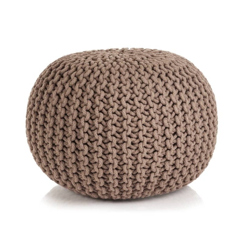 vidaXL Handgestrickter Pouf Baumwolle 50 x 35 cm Braun vidaXL Handgestrickter Pouf Baumwolle 50 x 35 cm Braun
