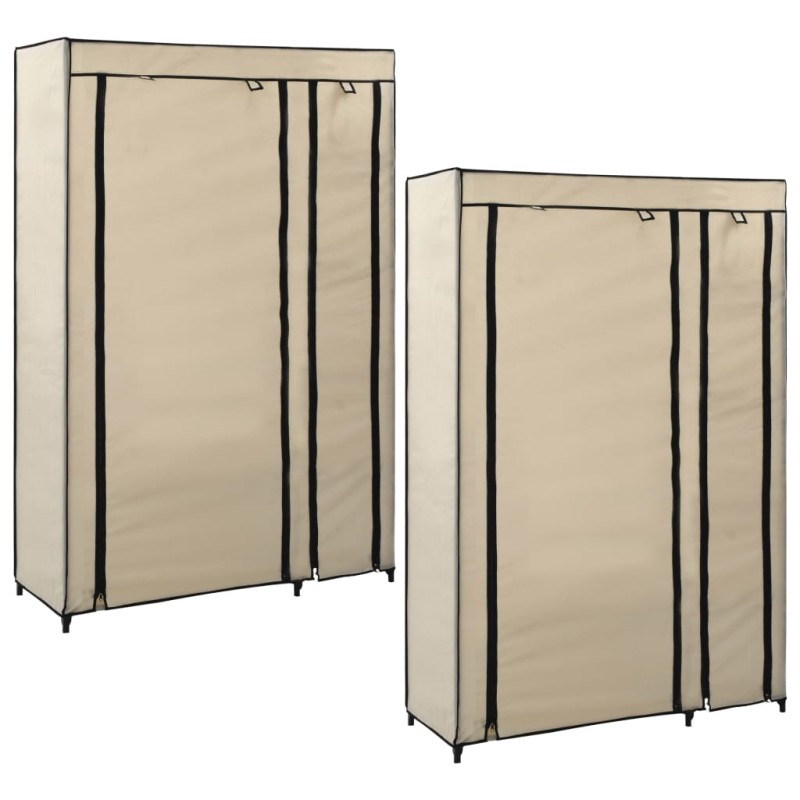 vidaXL Faltschränke 2 Stk. Creme 110x45x175 cm Stoff vidaXL Faltschränke 2 Stk. Creme 110x45x175 cm Stoff