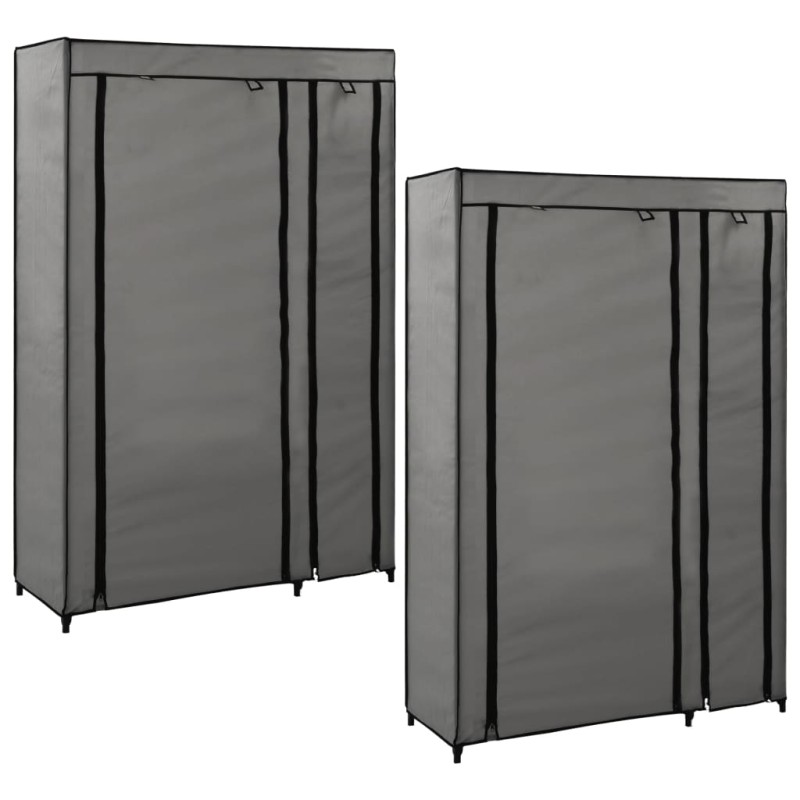 vidaXL Faltschränke 2 Stk. Grau 110x45x175 cm Stoff vidaXL Faltschränke 2 Stk. Grau 110x45x175 cm Stoff