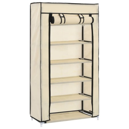 vidaXL Schuhschrank mit Abdeckung Cremeweiß 58 x 28 x 106 cm Stoff