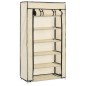 vidaXL Schuhschrank mit Abdeckung Cremeweiß 58 x 28 x 106 cm Stoff vidaXL Schuhschrank mit Abdeckung Cremeweiß 58 x 28 x 106 cm Stoff