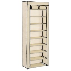 vidaXL Schuhschrank mit Abdeckung Cremeweiß 57 x 29 x 162 cm Stoff   