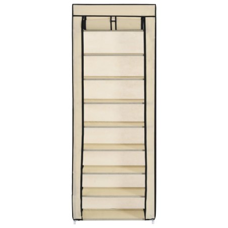 vidaXL Schuhschrank mit Abdeckung Cremeweiß 57 x 29 x 162 cm Stoff   