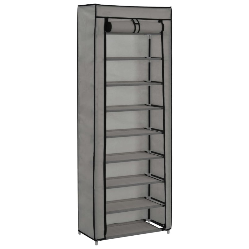 vidaXL Schuhschrank mit Abdeckung Grau 57 x 29 x 162 cm Stoff vidaXL Schuhschrank mit Abdeckung Grau 57 x 29 x 162 cm Stoff