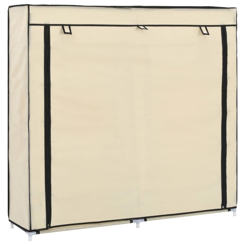 vidaXL Schuhschrank mit Abdeckung Cremeweiß 115 x 28 x 110 cm Stoff vidaXL Schuhschrank mit Abdeckung Cremeweiß 115 x 28 x 110 cm Stoff