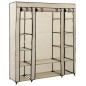 vidaXL Stoffschrank mit Fächern Kleiderstangen Creme 150x45x176cm vidaXL Stoffschrank mit Fächern Kleiderstangen Creme 150x45x176cm