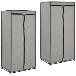 vidaXL Kleiderschränke 2 Stk. Grau 75×50×160 cm