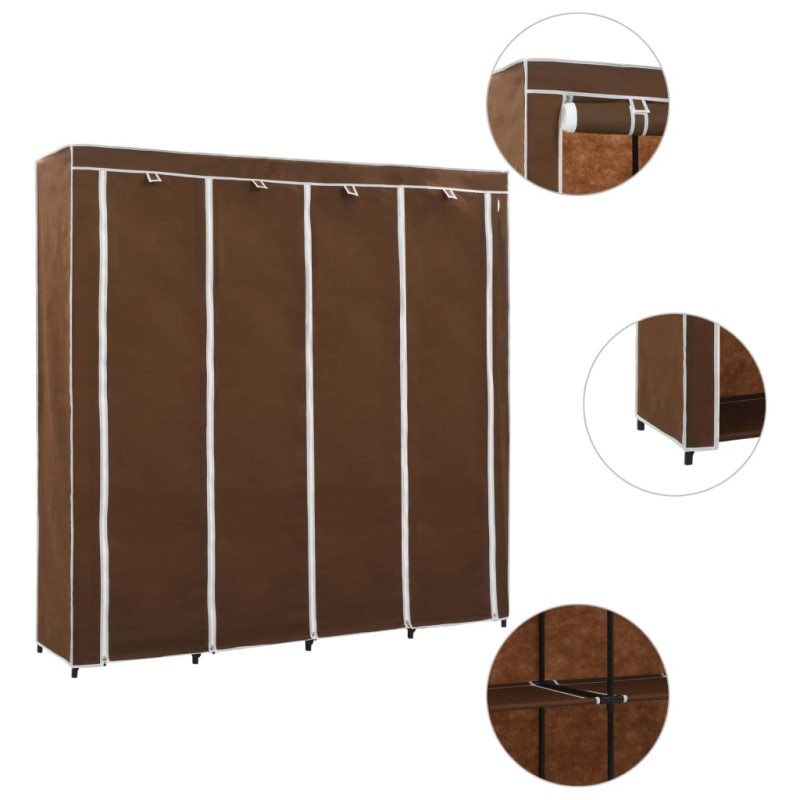 vidaXL Kleiderschrank mit 4 Fächern Braun 175 x 45 x 170 cm vidaXL Kleiderschrank mit 4 Fächern Braun 175 x 45 x 170 cm