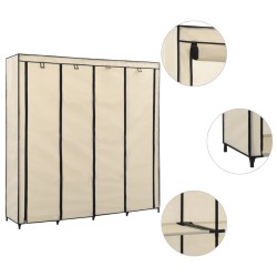 vidaXL Kleiderschrank mit 4 Fächern Creme 175 x 45 x 170 cm
