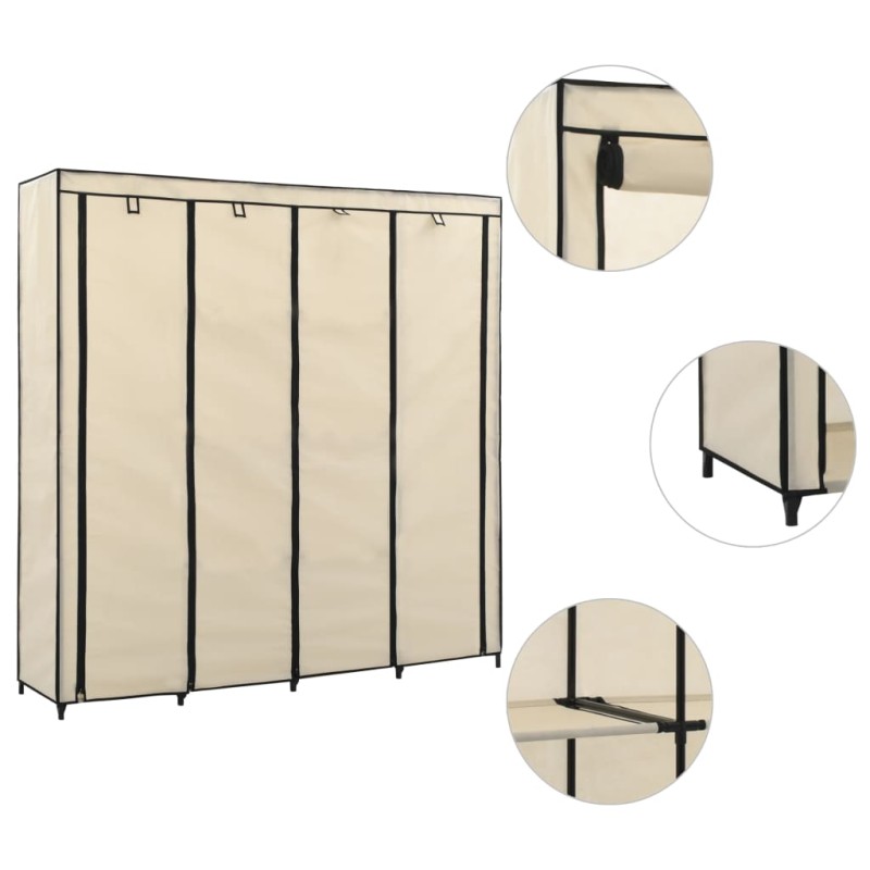 vidaXL Kleiderschrank mit 4 Fächern Creme 175 x 45 x 170 cm vidaXL Kleiderschrank mit 4 Fächern Creme 175 x 45 x 170 cm