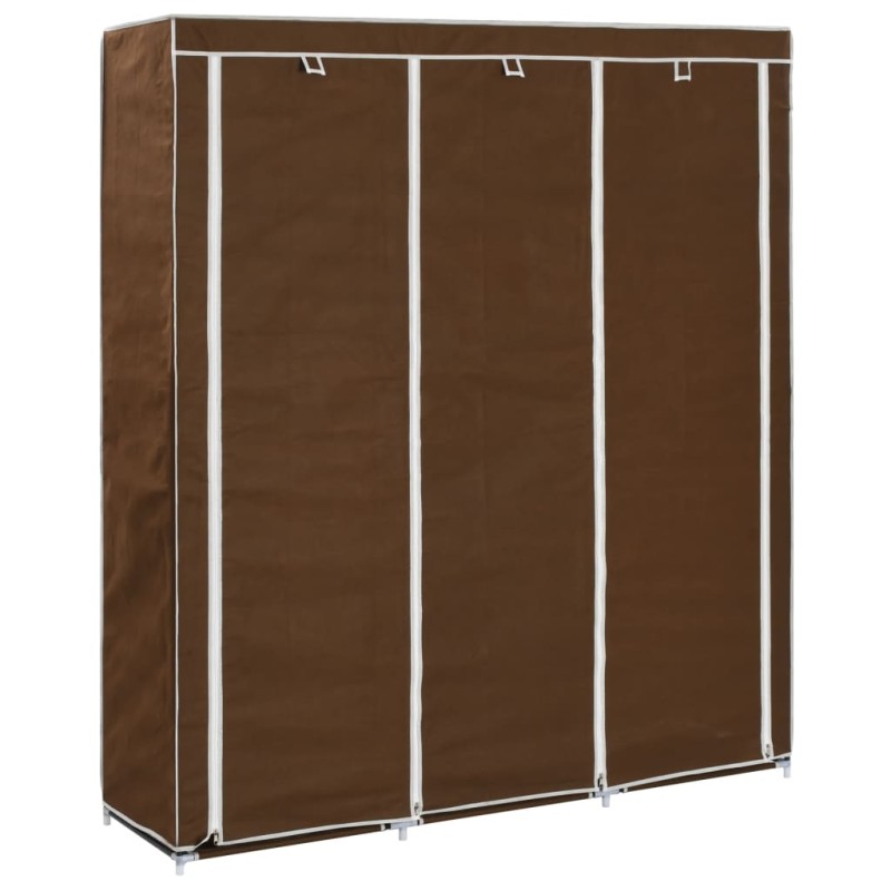 vidaXL Kleiderschrank mit Fächern und Stangen Braun 150x45x175cm Stoff vidaXL Kleiderschrank mit Fächern und Stangen Braun 150x45x175cm Stoff