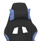 Gaming-Stuhl mit Massage & Fußstütze Schwarz und Blau Stoff Gaming-Stuhl mit Massage & Fußstütze Schwarz und Blau Stoff