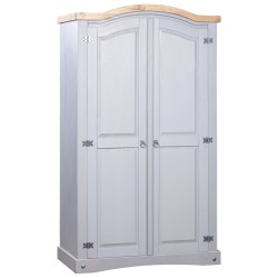 vidaXL Kleiderschrank Mexiko-Stil Kiefernholz 2 Türen Grau
