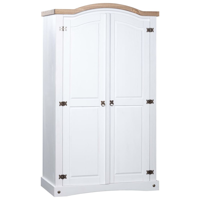 vidaXL Kleiderschrank Mexiko-Stil Kiefernholz 2 Türen Weiß vidaXL Kleiderschrank Mexiko-Stil Kiefernholz 2 Türen Weiß