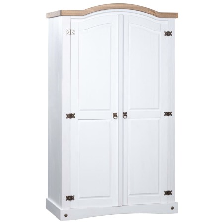 vidaXL Kleiderschrank Mexiko-Stil Kiefernholz 2 Türen Weiß