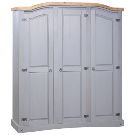 vidaXL Kleiderschrank Mexiko-Stil Kiefernholz 3 Türen Grau