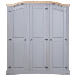 vidaXL Kleiderschrank Mexiko-Stil Kiefernholz 3 Türen Grau