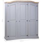 vidaXL Kleiderschrank Mexiko-Stil Kiefernholz 3 Türen Grau vidaXL Kleiderschrank Mexiko-Stil Kiefernholz 3 Türen Grau