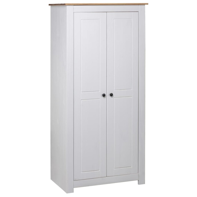 vidaXL Kleiderschrank Weiß 80×50×171,5 cm Kiefer Massiv Panama Serie vidaXL Kleiderschrank Weiß 80×50×171,5 cm Kiefer Massiv Panama Serie