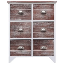 vidaXL Beistellschrank 6 Schubladen Braun 60x30x75cm Paulownia Holz