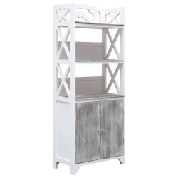 vidaXL Badezimmerschrank Weiß und Grau 46x24x116 cm Paulownia Holz