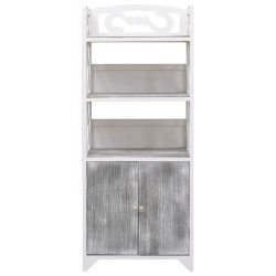 vidaXL Badezimmerschrank Weiß und Grau 46x24x116 cm Paulownia Holz