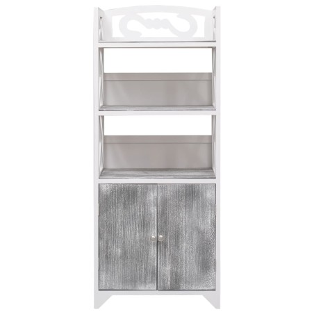 vidaXL Badezimmerschrank Weiß und Grau 46x24x116 cm Paulownia Holz