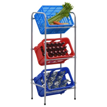 vidaXL Kastenregal für 3 Kisten Silber 50 x 33 x 116 cm Stahl
