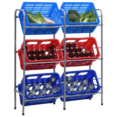 vidaXL Lagerregal für 6 Kisten Silbern 96 x 33 x 116 cm Stahl