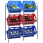 vidaXL Lagerregal für 6 Kisten Silbern 96 x 33 x 116 cm Stahl vidaXL Lagerregal für 6 Kisten Silbern 96 x 33 x 116 cm Stahl
